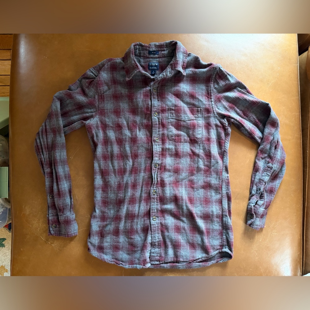 J. Crew Men's Red Plaid Flannel Shirt